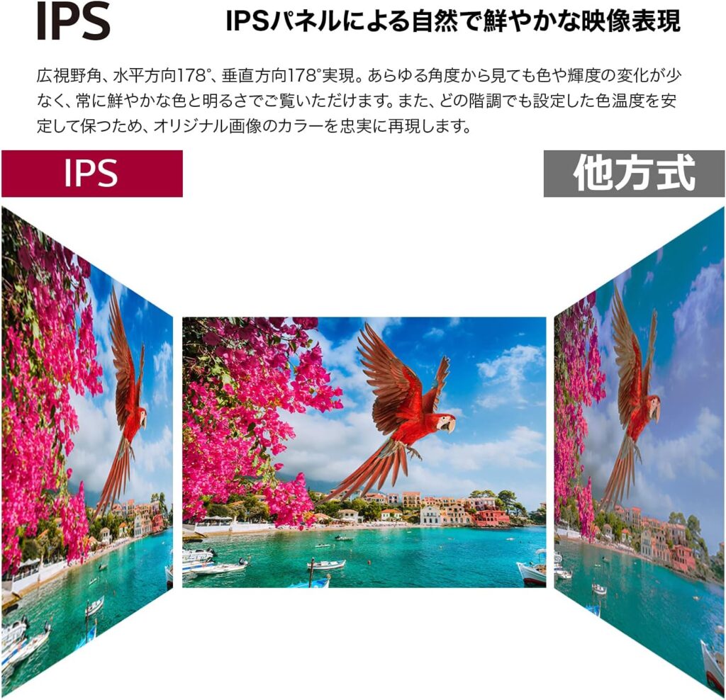 IPS パネルによる自然で鮮やかな映像表現